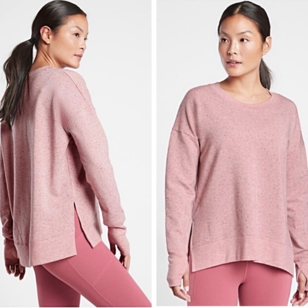 Athleta Balance Pullover Crewneck Sweatshirt Berry XL Tall